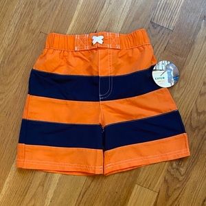 Circo Boys Striped Orange & Blue Swim Trunks